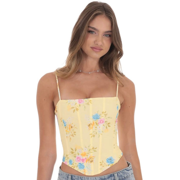 LUCY IN THE SKY YELLOW FLORAL CORSET TOP