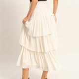 FLOW STATE WHITE RUFFLE MAXI SKIRT