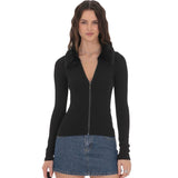 LUCY IN THE SKY BLACK FAUX FUR CUFF ZIP UP