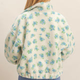 WHAT DOES IT MEAN FLORAL SHERPA FULL ZIP JACKET