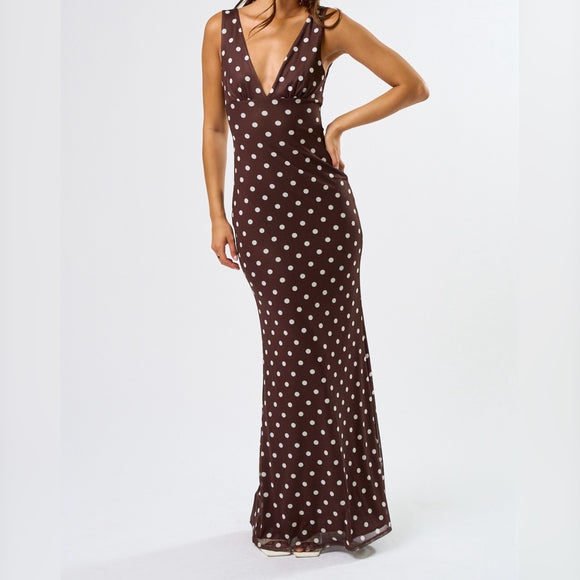 ON THE SPOT BROWN MAXI DRESS