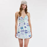 CABO BOUND BLUE MARINE LIFE MINI DRESS