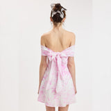 IN A FAIRY TALE PINK OFF SHOULDER MINI DRESS