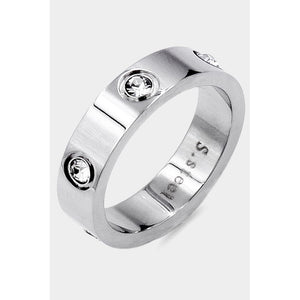 STAINLESS STEEL SILVER RHINESTONE RING