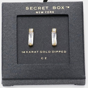 14K GOLD RHINESTONE STUD EARRINGS