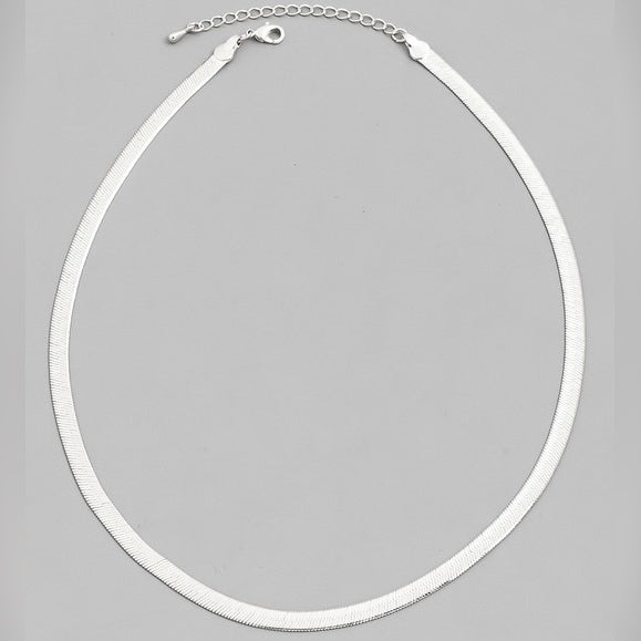 LIANE SILVER HERRINGBONE CHAIN NECKLACE