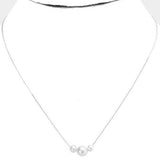24K WHITE GOLD TRIPLE PEARL NECKLACE