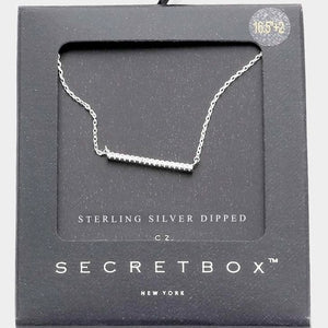 STERLING SILVER CUBIC ZIRCONIA BAR NECKLACE