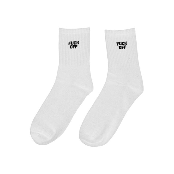 FUCK OFF WHITE CREW SOCKS
