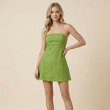 GRASS IS GREENER STRAPLESS MINI DRESS