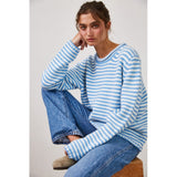 LITTLE LOVE BLUE STRIPED KNIT SWEATER