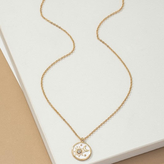 SYLVIE WHITE MOON PENDANT NECKLACE