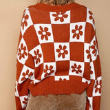 CHECK THIS OUT BROWN FLOWER SWEATER