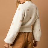 EASE UP FUZZY POLKA DOT SWEATER