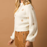 EASE UP FUZZY POLKA DOT SWEATER