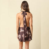 OUT OF MY HEAD BROWN COWL NECK MINI DRESS