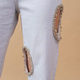 SO BEJEWELED CUT OUT DENIM JEANS