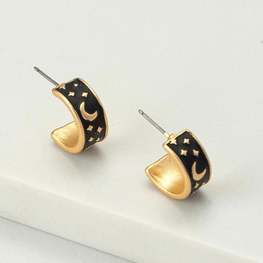 EYAH BLACK MOON HOOP EARRINGS