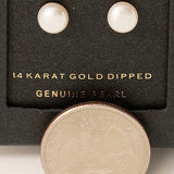 14K GOLD GENUINE PEARL STUD EARRINGS