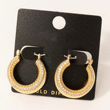 14K GOLD DOUBLE LAYER RHINESTONE HOOP EARRINGS