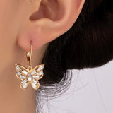 MYA GOLD RHINESTONE BUTTERFLY DROP EARRINGS