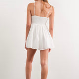 MY TIME WHITE GRID PATTERNED ROMPER