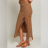 BEACHY THINGS BROWN TASSEL MAXI SKIRT