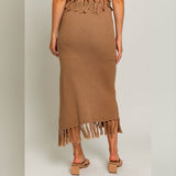 BEACHY THINGS BROWN TASSEL MAXI SKIRT