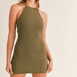 ON THE BEACH OLIVE KNIT DRESS