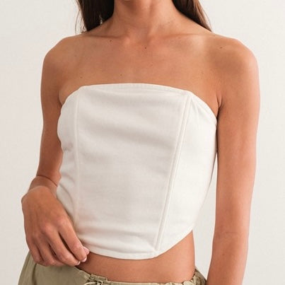 HIT THE CITY WHITE CORSET TOP