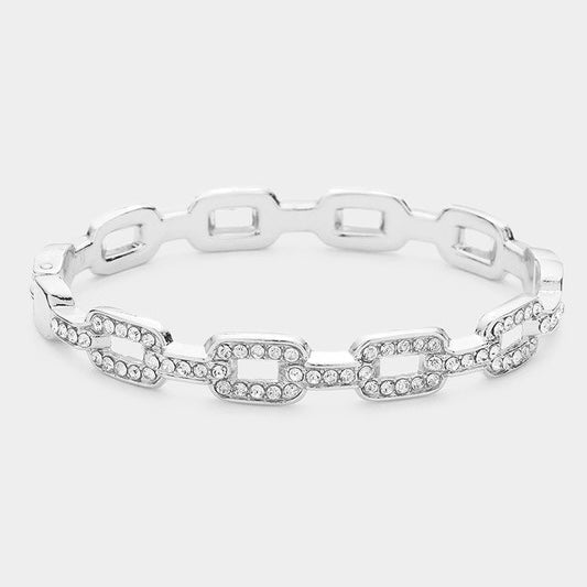 PERCY SILVER RHINESTONE CHAINLINK BRACELET