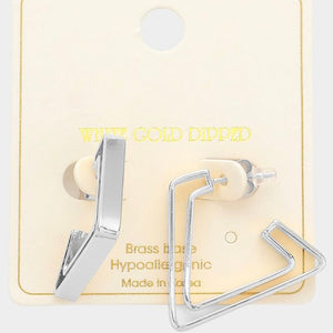 WHITE GOLD TRIANGLE HOOP EARRINGS
