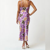 WHAT NOW PURPLE FLORAL MIDI DRESS