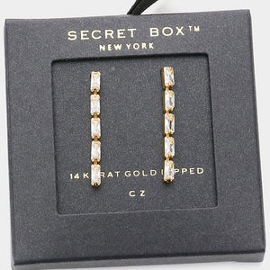 14K BAGUETTE RHINESTONE DROP EARRINGS