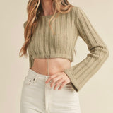 TIED TO YOU GREEN CROPPED SWEATER