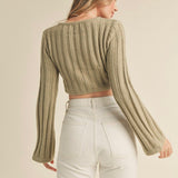 TIED TO YOU GREEN CROPPED SWEATER