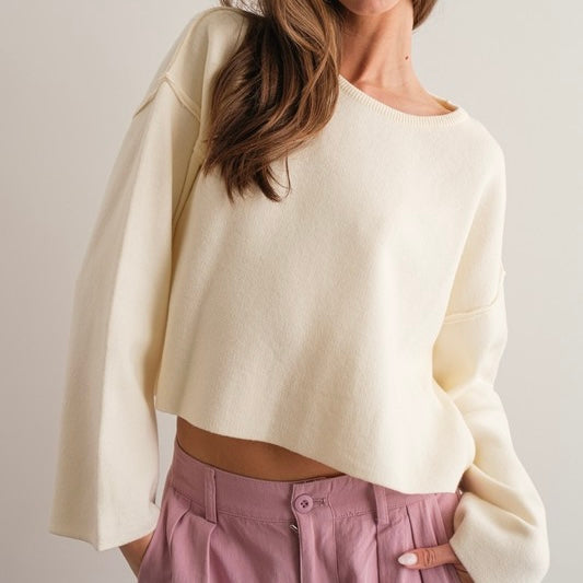 LETS STAY IN CREAM KNIT TOP