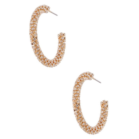 ADDYSON GOLD RHINESTONE HOOP EARRINGS