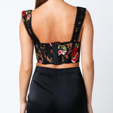 BLACK & RED FLORAL CORSET TOP