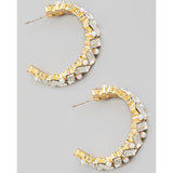 NORMA RHINESTONE & PEARL HOOP EARRINGS