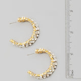 NORMA RHINESTONE & PEARL HOOP EARRINGS
