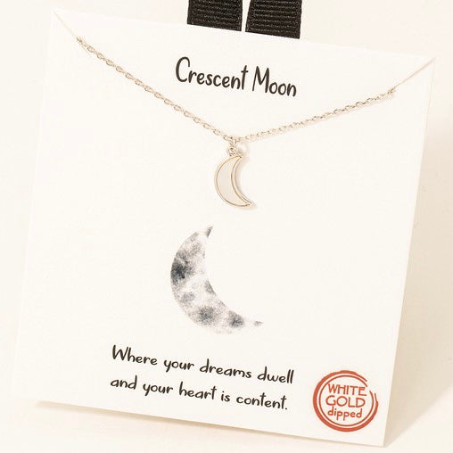 WHITE GOLD DIPPED MOON NECKLACE