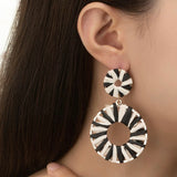 LOUETTA BLACK & WHITE RAFFIA EARRINGS