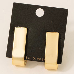 GOLD DIPPED J SHAPED HOOP EARRINGS