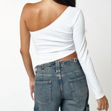 SOMETHINGS OFF WHITE ASYMMETRICAL TOP