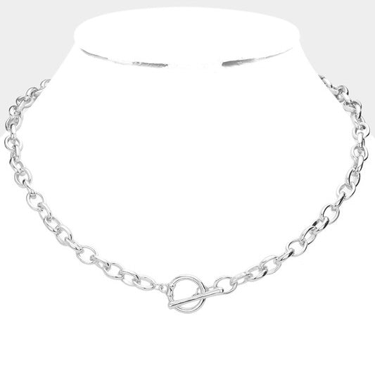 ALLISE SILVER TOGGLE CHAINLINK NECKLACE