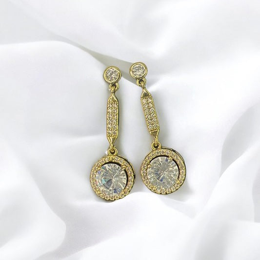 ALIA GOLD CIRCLE RHINESTONE DROP EARRINGS