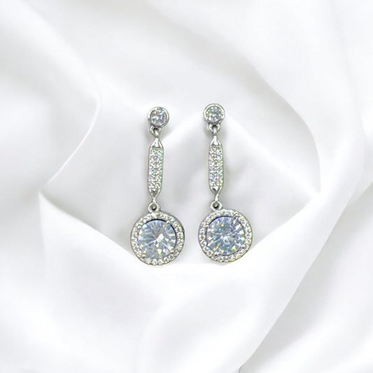 ALIA SIVER CIRCLE RHINESTONE DROP EARRINGS