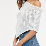 SOMEBODY NEW WHITE KNIT PONCHO