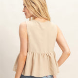 GREAT DIVIDE BEIGE FRONT TIE TANK TOP
